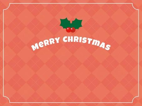 クリスマス背景_赤のアーガイル クリスマス背景_赤のアーガイル クリスマス,冬,12月,祝日,イベント,年末,アーガイル,チェック柄,ヒイラギ,ベリーのイラスト素材