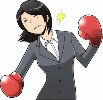 ボクシングOL 人物,女性,女子,ボクシング,格闘,ボクサー,スーツ,会社員,キャリアウーマン,ビジネスのイラスト素材