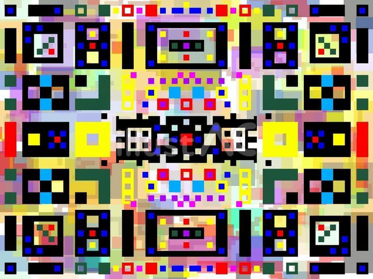 派手なカラーと黒が目立つピクセルアート カラフル,幾何学模様,デジタルのイラスト素材