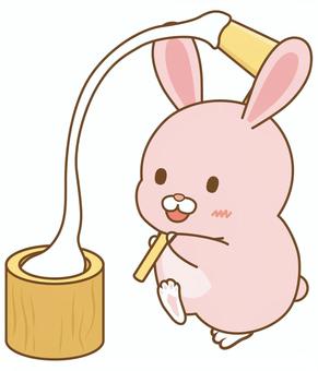 Rabbit making mochi, , JPG, PNG and AI