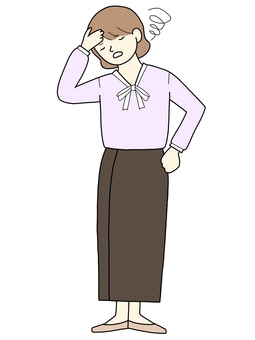 頭痛の女性（全身）④ 女性,人物,全身,ビジネス,社会人,オフィス,仕事,シンプル,かわいい,おしゃれのイラスト素材