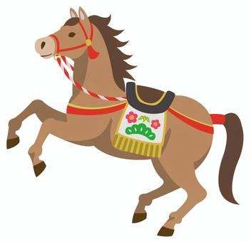 正月飾りの馬(鹿毛)_25 正月飾りの馬(鹿毛)_25 馬,午年,年賀状,午,干支,リアル,年賀状素材,年賀はがき,素材,2026年のイラスト素材