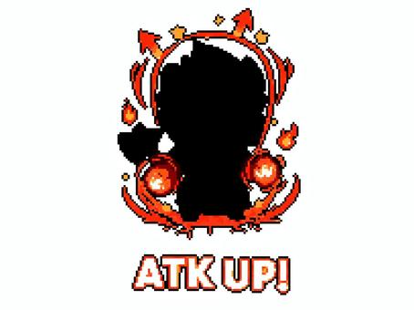 バフ（攻撃力向上） ドット絵,ピクセルアート,かわいい,レトロ,ゲーム,シルエット,バフ,効果,攻撃力,能力向上のイラスト素材