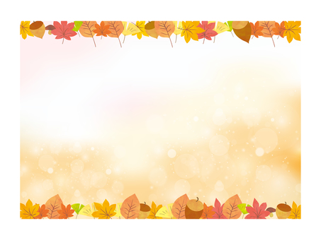 秋の背景1 秋の背景1 秋,フレーム,紅葉,モミジ,どんぐり,きのこ,銀杏,背景,9月,10月のイラスト素材
