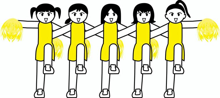 チアダンス チアダンス,応援,チーム,団体,デフォルメ,女子,並ぶ,人物のイラスト素材
