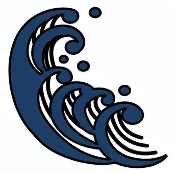 海や波の漫画風イラスト