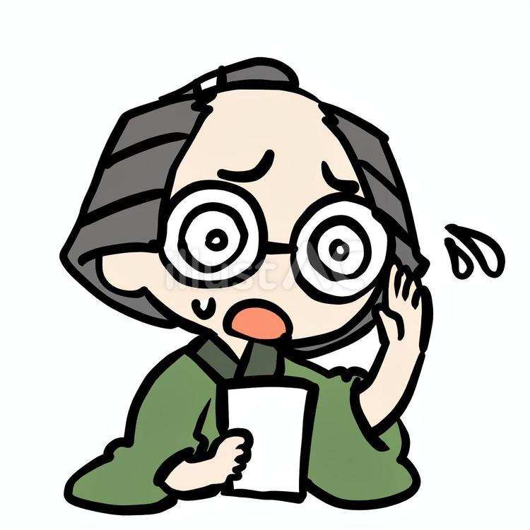瓶底眼鏡な焦る町民 町民,瓶底眼鏡,焦るのイラスト素材