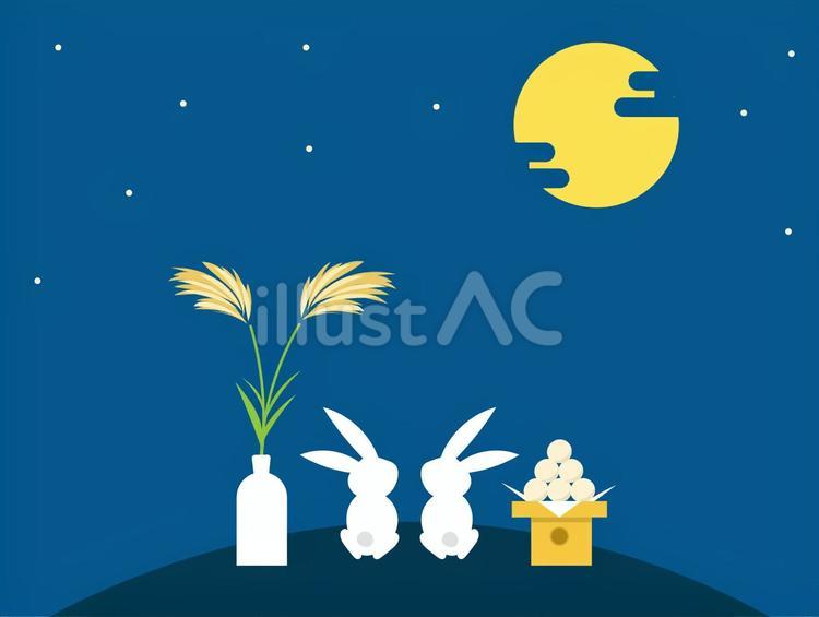 十五夜のお月見イラスト お月見,十五夜,中秋の名月のイラスト素材