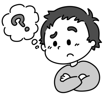 考える男の子（白黒版）