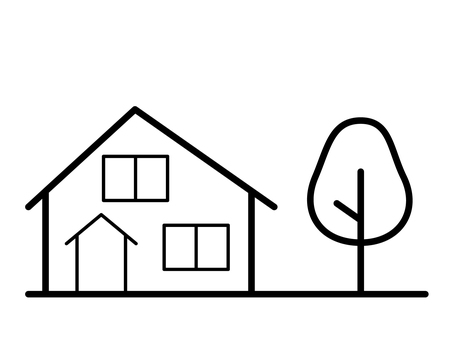 シンプルな二階建ての家のアイコン 家,アイコン,住宅,住まい,住居,建物,建築,ベクター,モダン,シンプルのイラスト素材