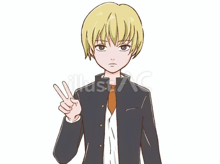 学生　ピース ピース,サイン,vサインのイラスト素材