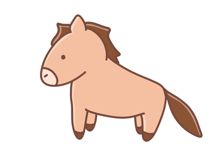 ゆるいウマのイラスト 馬,ゆるい,動物,かわいい,シンプル,パステル,干支,草食,午,手描きのイラスト素材