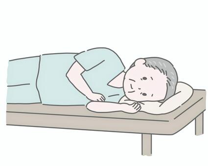 胃カメラ検査で横になる高齢男性 胃カメラ,内視鏡検査,健康診断,人間ドック,不安,緊張,恐怖,高齢者,シニア,男性のイラスト素材