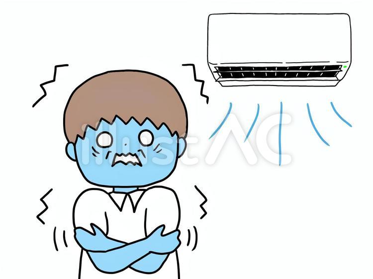 クーラーが効きすぎて寒がっている人 エアコン,クーラー,家電のイラスト素材