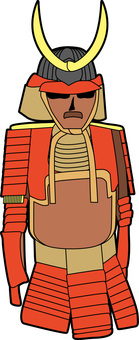 甲冑赤 甲冑赤 甲冑,鎧,兜,昔,武将,侍,防具,装備,和,線画のイラスト素材