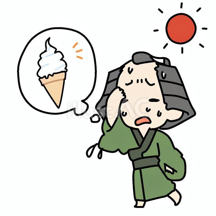 暑くてアイスが恋しい町民 町民,暑い,アイスのイラスト素材
