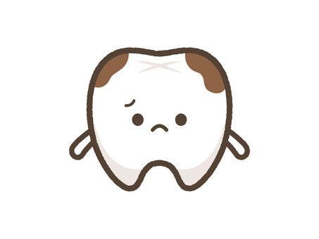 汚れた歯のキャラクター 歯,歯医者,キャラクター,虫歯,歯茎,汚れ,黄ばみ,口臭,悩む,臭いのイラスト素材