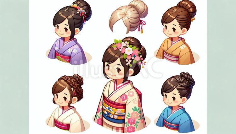 成人式の晴れ着の女性と着物・振り袖 晴れ着,成人式,女性のイラスト素材
