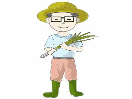 働く服装　農業 農業,畑,ネギ,長靴,帽子のイラスト素材