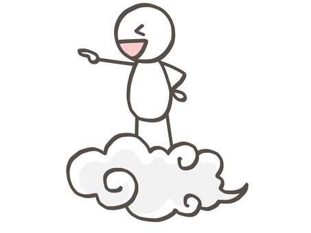 棒人間　雲に持って行こう 棒人間,人,雲,乗る,出発,出かける,向かう,指差し,命令,行くのイラスト素材
