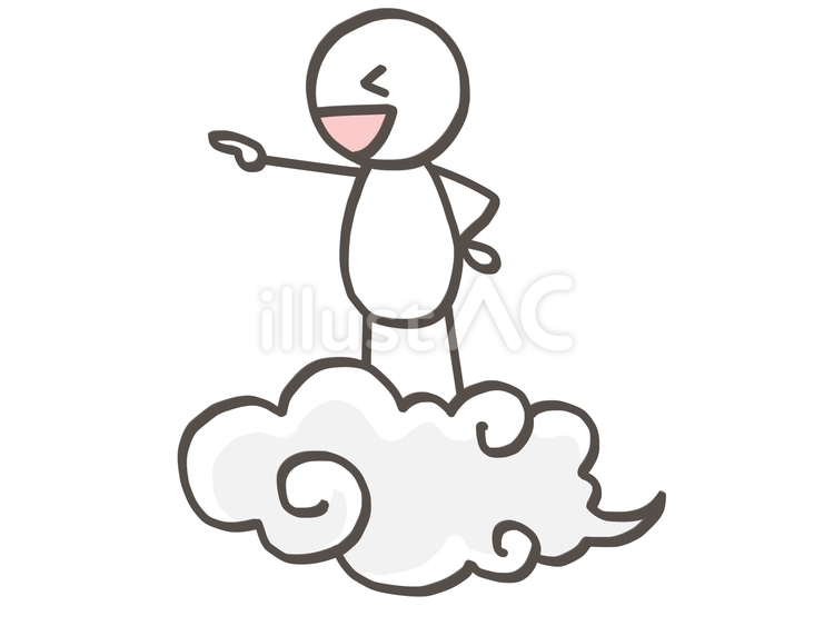 棒人間　雲に持って行こう 棒人間,人,雲のイラスト素材