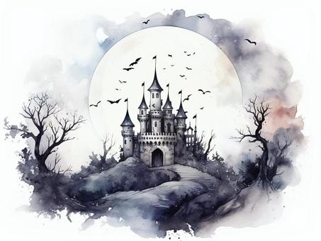 ハロウィン用お城のイラスト