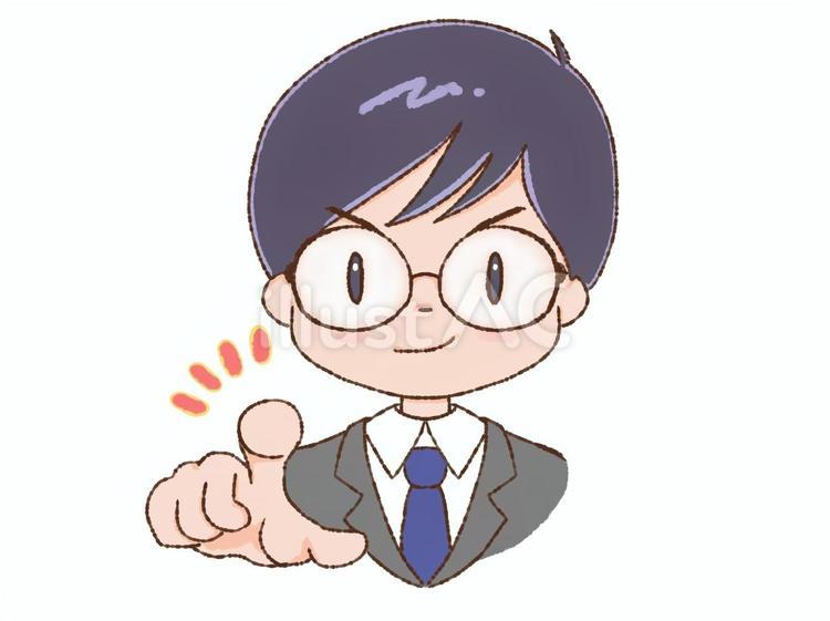 指差し 指差し,ビシッ,眼鏡のイラスト素材