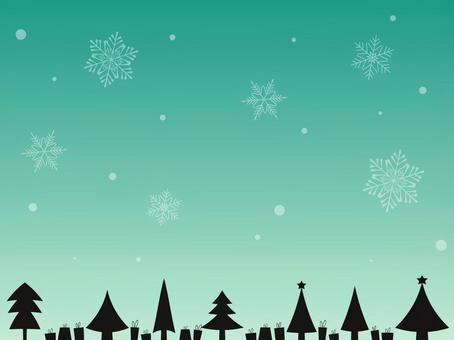 雪の結晶とクリスマスツリーの綺麗な枠　2 クリスマス,冬,フレーム,クリスマスツリー,背景,星,キラキラ,テクスチャ,手描き,杉のイラスト素材