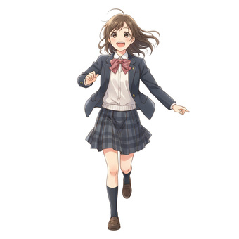 アニメ風の走る女子高生のイラスト