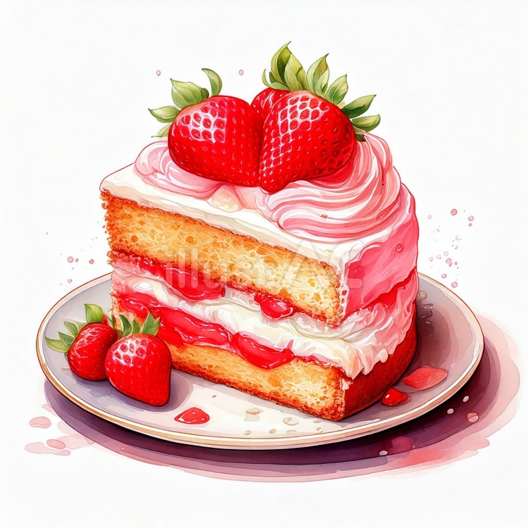 昭和レトロ風いちごショートケーキ いちご,ショートケーキ,ケーキのイラスト素材