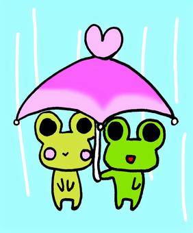 相合傘 相合傘 カエル,傘,梅雨のイラスト素材