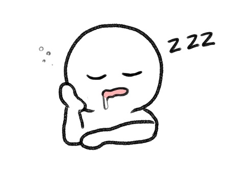 居眠りする棒人間 居眠りする棒人間 棒人間,人物,居眠り,よだれ,頬杖,手描き,落書き,表情,黒,シンプルのイラスト素材