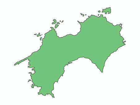 四国地図 緑 四国,四国地方,地図,シンプル,単品,都道府県,緑,生活,教材,地域のイラスト素材