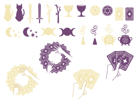 Illustration, tarot, divination, carte, 