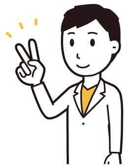  男性医師白衣(黄)-389-バスト 数字,医者,医師,男性,白衣,スクラブ,病院,医療,ドクターコート,先生のイラスト素材