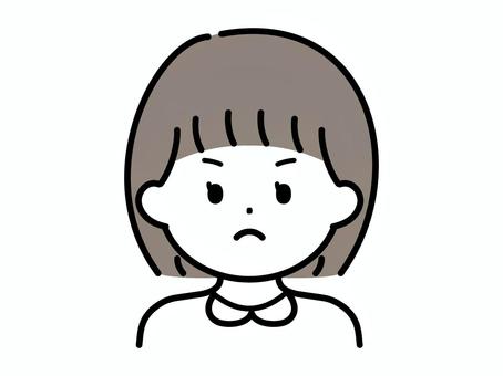怒っている女の子のイラスト 怒る,女の子,表情,シンプル,不機嫌,感情のイラスト素材