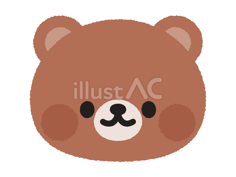 かわいい手描きのくまの顔のイラスト くま,動物,かわいいのイラスト素材