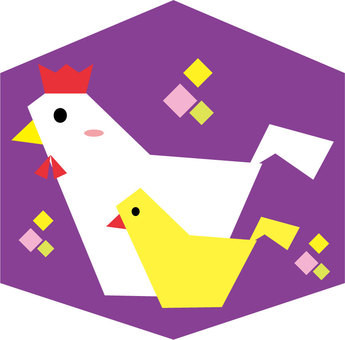 Rooster parent and child, unitary, new year's card, zodiac, JPG and EPS