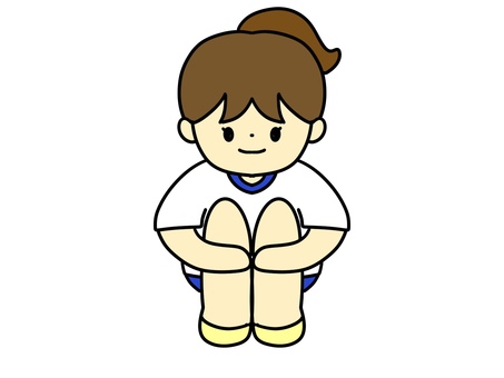 体育座りの女の子 体育座り,女の子,小学生,小学校,体育,授業,運動,ひざ,抱える,整列のイラスト素材
