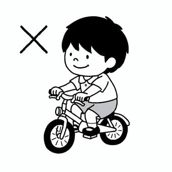 交通安全　ノーヘルで自転車に乗る男の子 子供,男の子,少年,幼児,児童,小学生,自転車,チャリ,バツ,ダメのイラスト素材