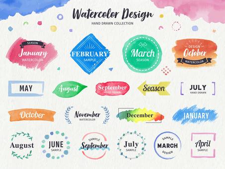 Watercolor colored ball and frame design set, JPG, PNG and AI Watercolor colored ball and frame design set, , JPG, PNG and AI