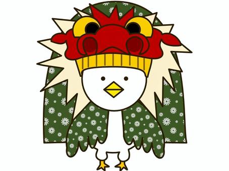 New Year's card material-bird lion dance, bird, shishimai, new year's card, JPG and PNG