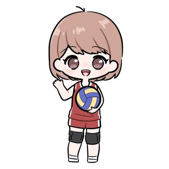 片手をあげる女子バレー選手 バレー,バレーボール,女子バレー,スポーツ,運動,部活,立ち絵,全身,人,人物のイラスト素材