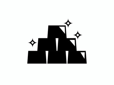 金の延べ棒の白黒アイコン 金の延べ棒の白黒アイコン 金,延べ棒,インゴット,お宝,金塊,価値,貴金属,富豪,金持ち,資産のイラスト素材
