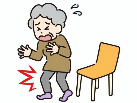 膝の痛み　シニア女性-カラー 膝,痛い,立ち上がり,椅子,女性,シニア,初老,老人,年寄り,お婆さんのイラスト素材
