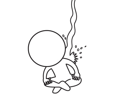 打たせ湯 棒人間,打たせ湯,線画,シンプル,ゆるいのイラスト素材