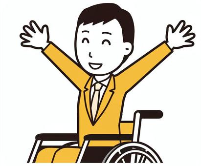  スーツ青年(黄)-271-バスト 車いす,ビジネスマン,会社員,男性,サラリーマン,オフィス,ビジネス,営業マン,先生,講師のイラスト素材
