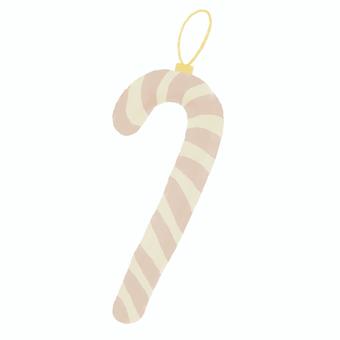 クリスマスオーナメント　ステッキ（赤） ステッキ,クリスマス,オーナメント,冬,水彩,手描きのイラスト素材