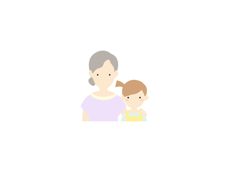 祖母と孫娘のミニマル 正面,通常,普通,カラー,祖母,孫娘,ミニマルのイラスト素材