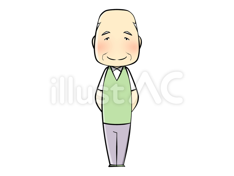 おじいさん-夏服-全身201001 おじいさん,笑顔,お年寄りのイラスト素材